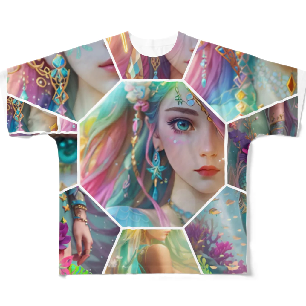 💖宇宙整体♪🌈♪こころからだチャンネル♪💖のcutie mermaid REINA WORLD All-Over Print T-Shirt