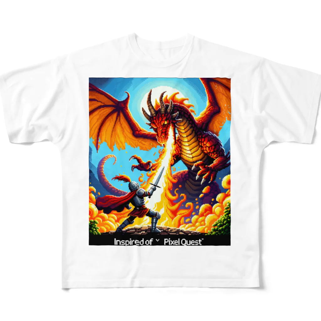 Pixel Questのドラゴンブレイズナイトティー フルグラフィックTシャツ