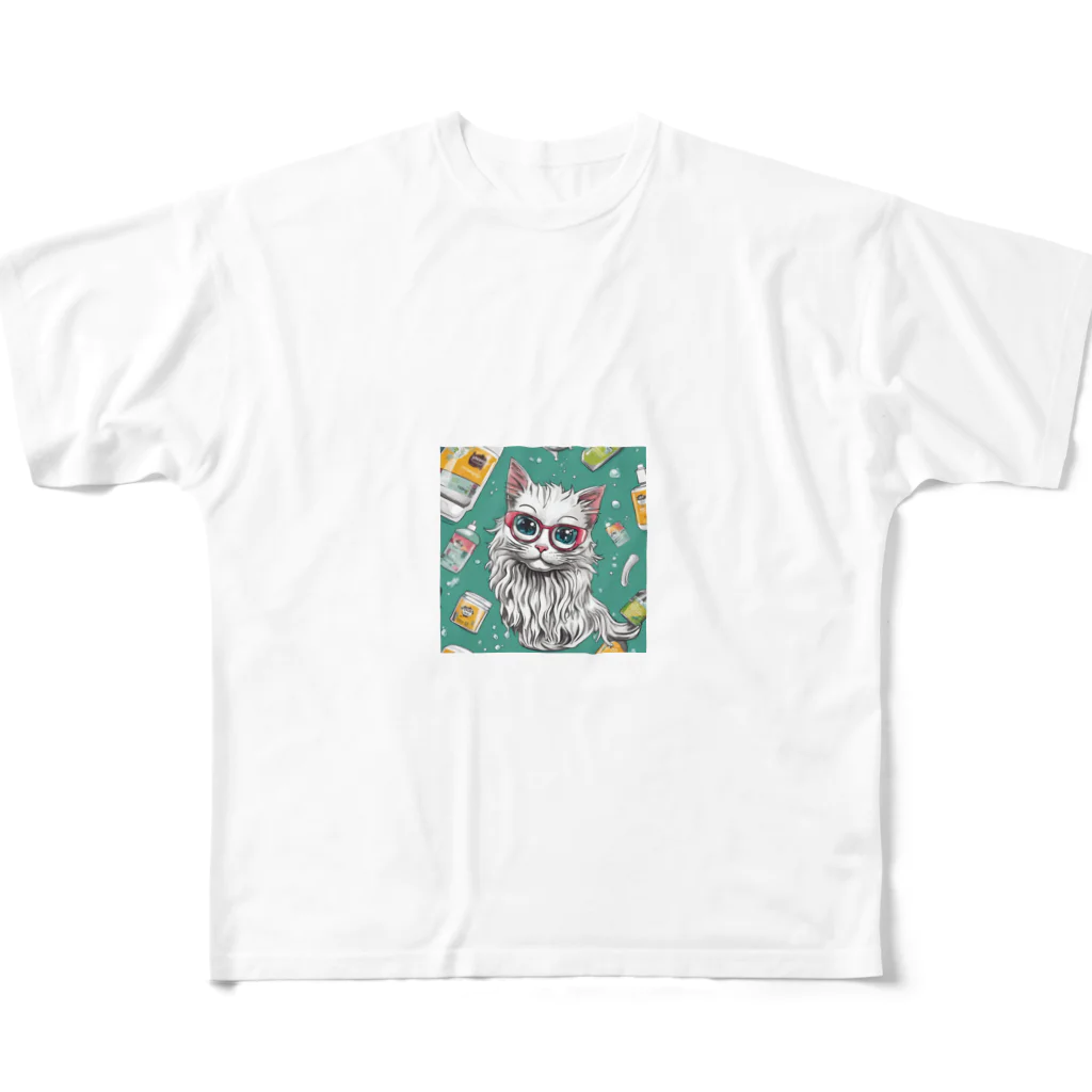猫の森のシャンプー フルグラフィックTシャツ