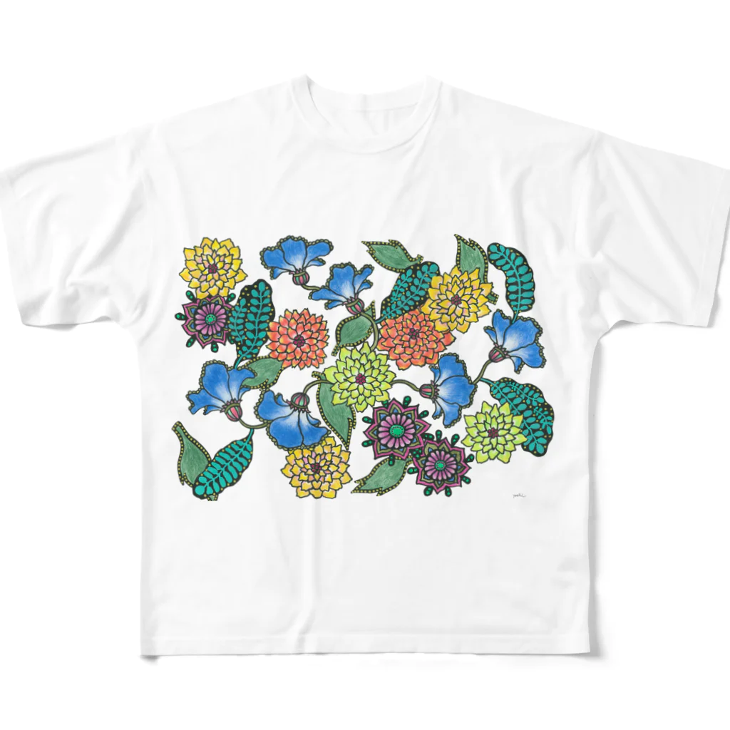 yoshiveggieのHanae Vine Flower All-Over Print T-Shirt