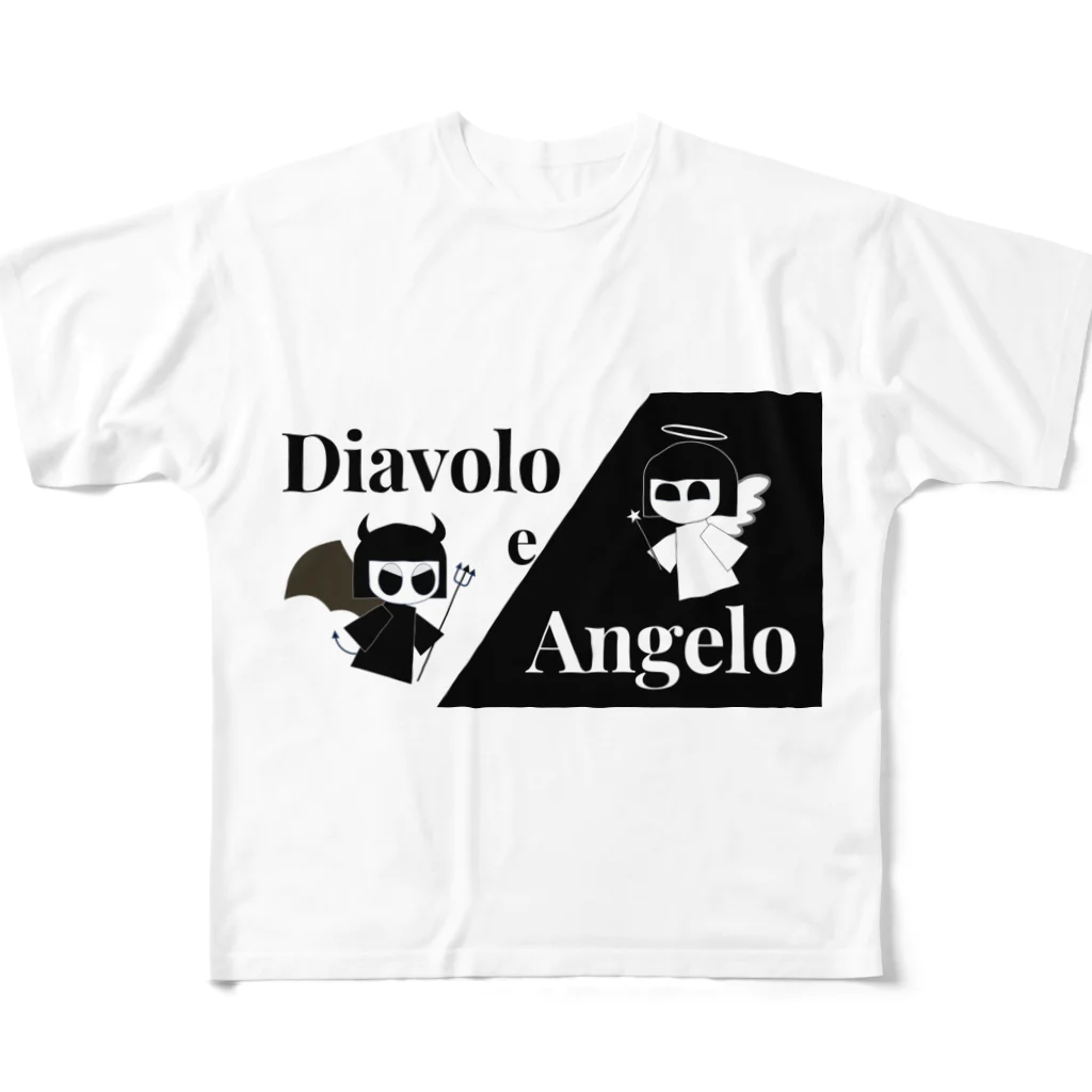 yo-kan_so-ko-shaの悪魔と天使 All-Over Print T-Shirt