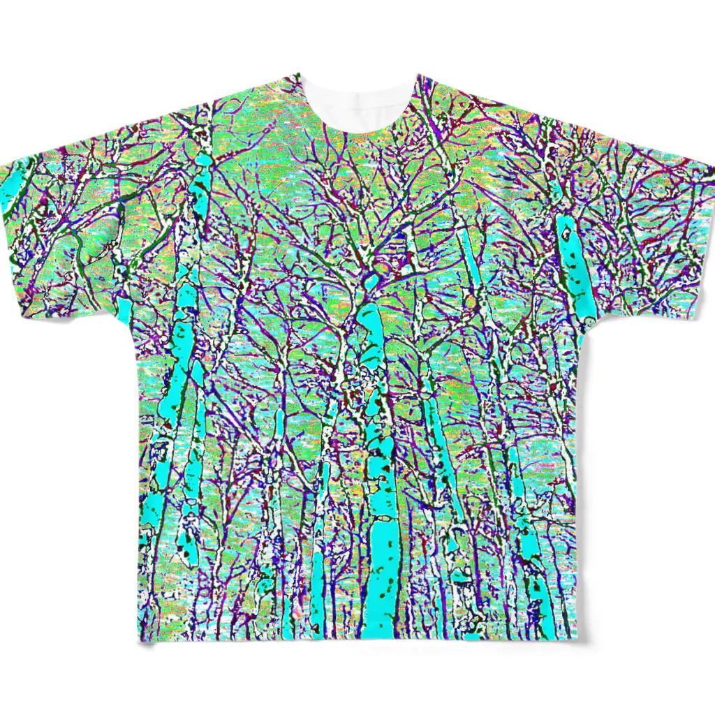 水草のサイケデリックな林 Ⅲ フルグラフィックTシャツ