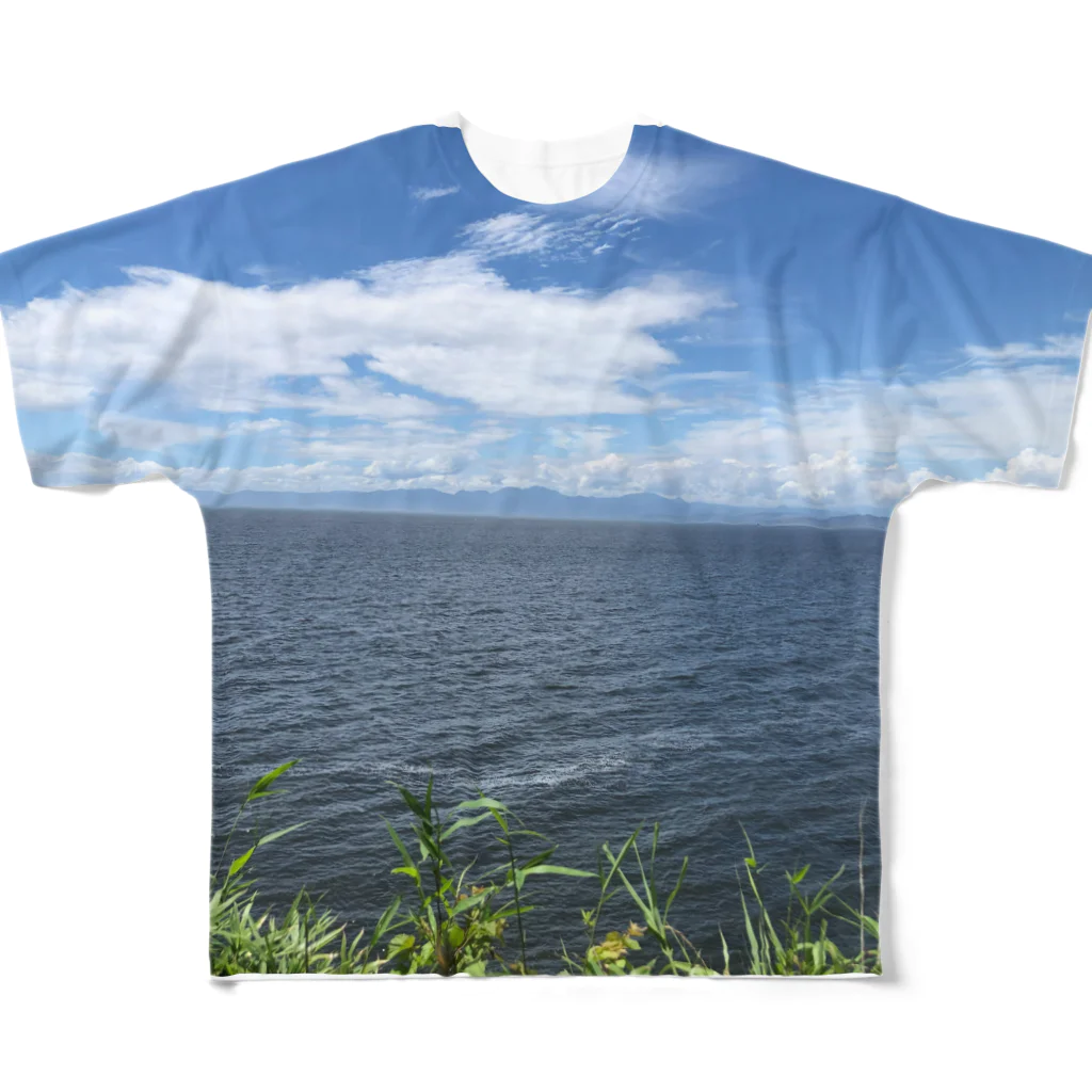 bitpiyoの江ノ島から見た海 フルグラフィックTシャツ