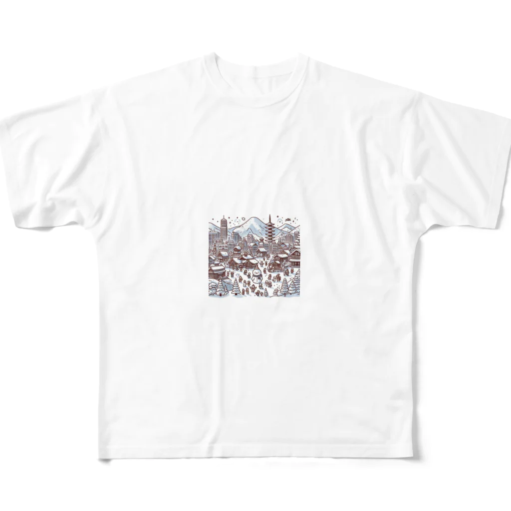 にゃんたみやの雪の花火 All-Over Print T-Shirt