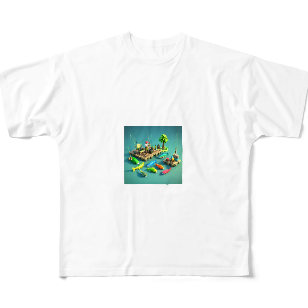 No Fishing No Life の釣り　LEGO？ All-Over Print T-Shirt