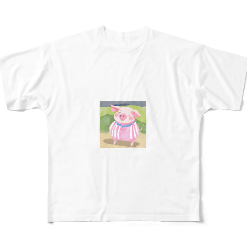 Yumexの豚のブーちゃん フルグラフィックTシャツ