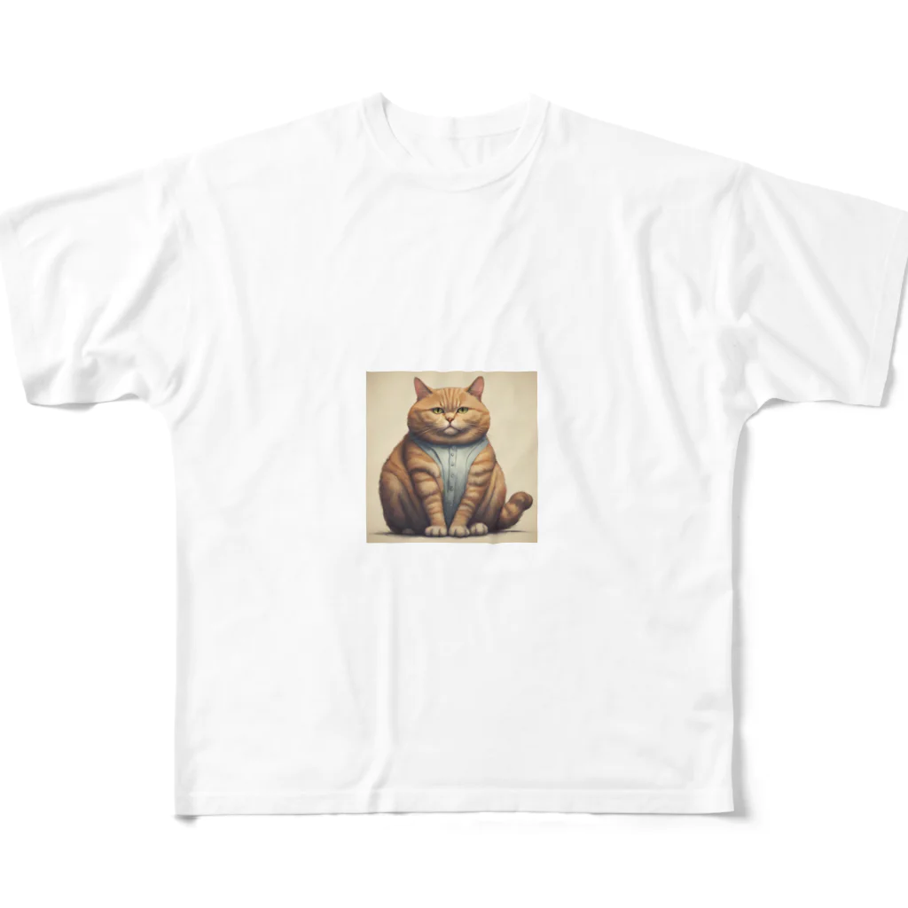 machakooのぽっちゃり猫 All-Over Print T-Shirt