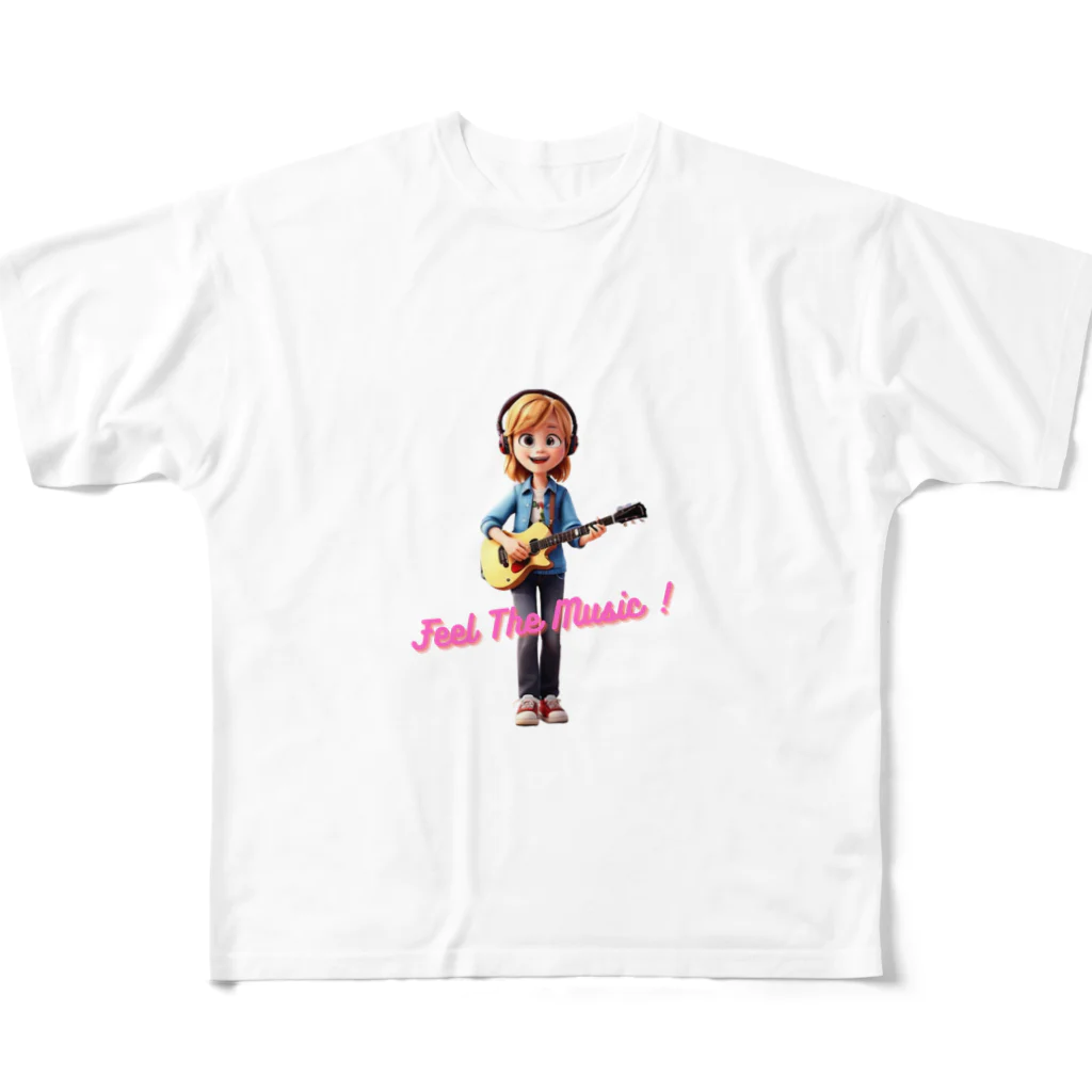 GENTOUYAのFeel The music (girl) フルグラフィックTシャツ