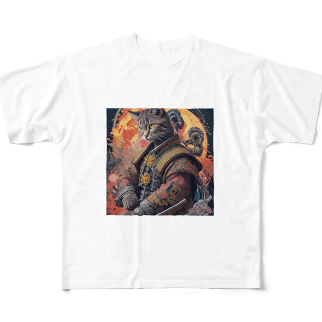 ZZRR12の「猫舞う戦士の神響：武神の至高の姿」 All-Over Print T-Shirt