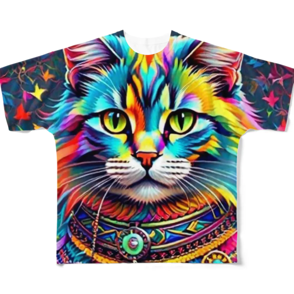 629_CAT_ARTのカラフルキャット6 フルグラフィックTシャツ