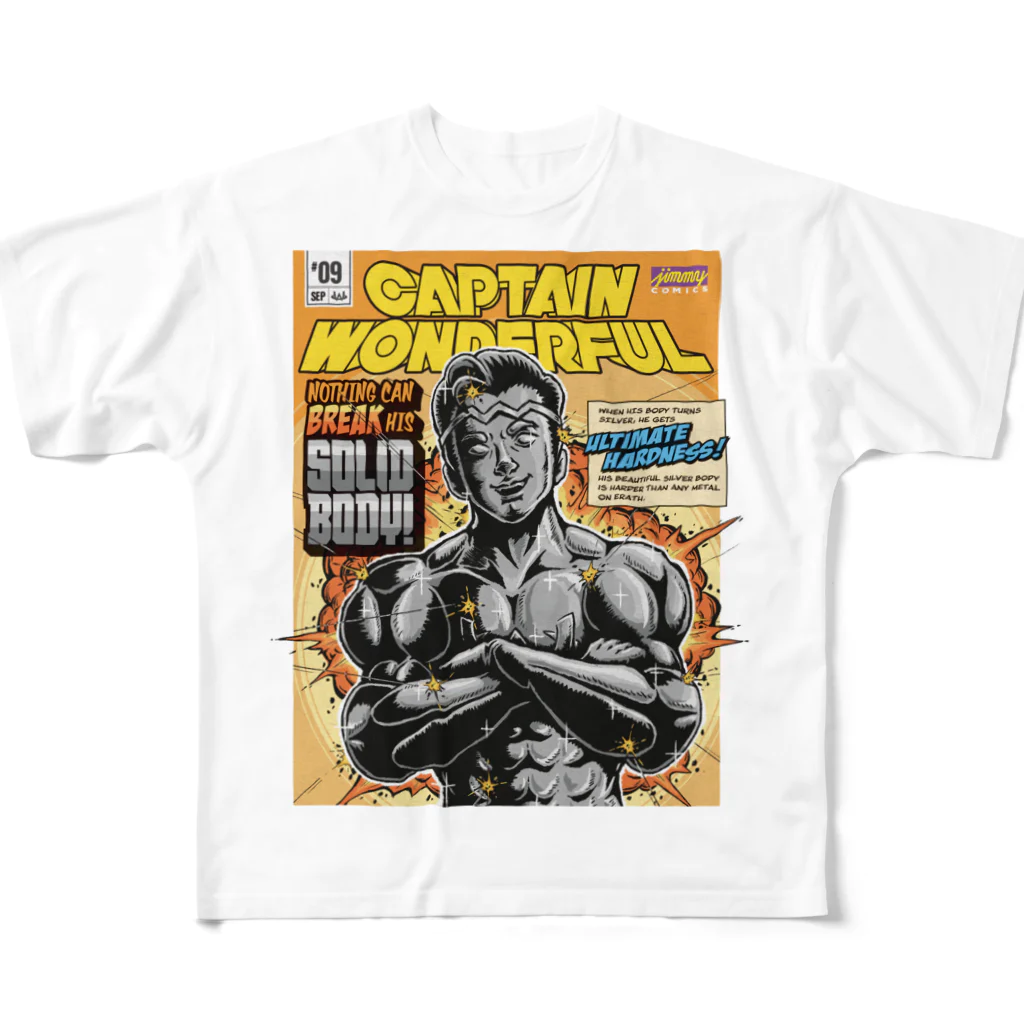 jimmy COMICSのキャプテンワンダフル comic cover T SOLID フルグラフィックTシャツ