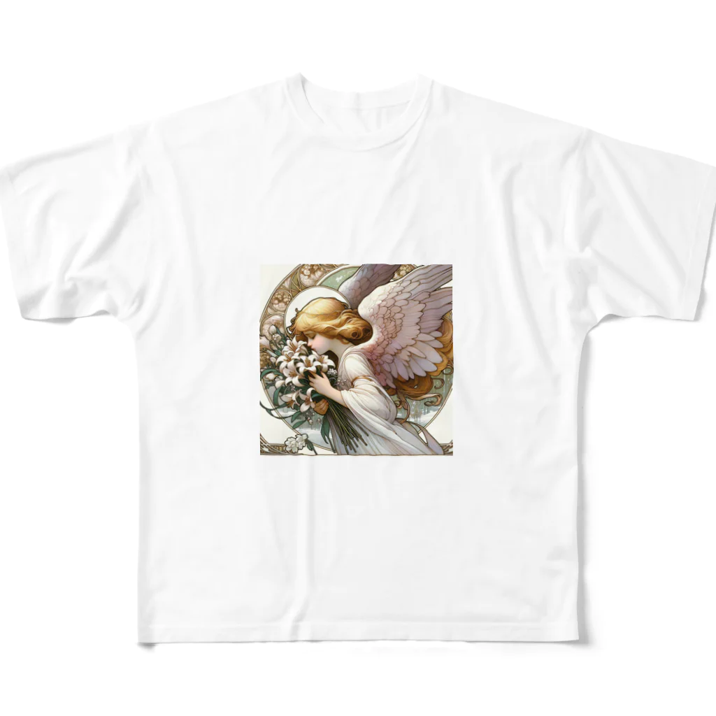 たまき工房の花天使　アール・ヌーヴォー風 All-Over Print T-Shirt