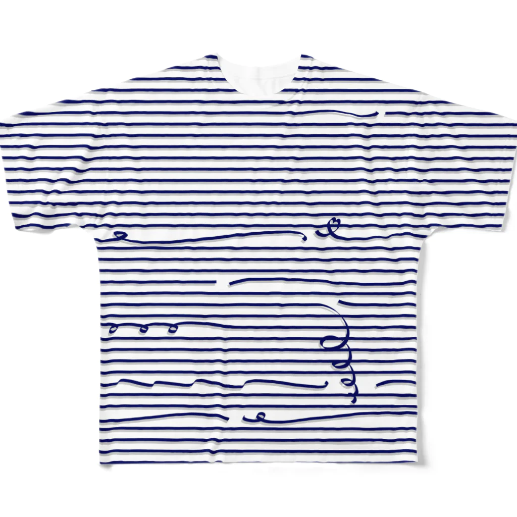 dizzyのNavy Stripes 2 フルグラフィックTシャツ