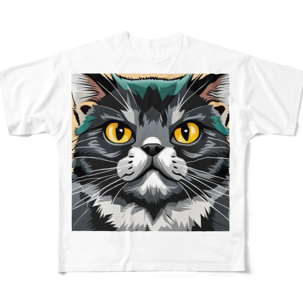 iyashi₋creatersのイケてる猫 All-Over Print T-Shirt