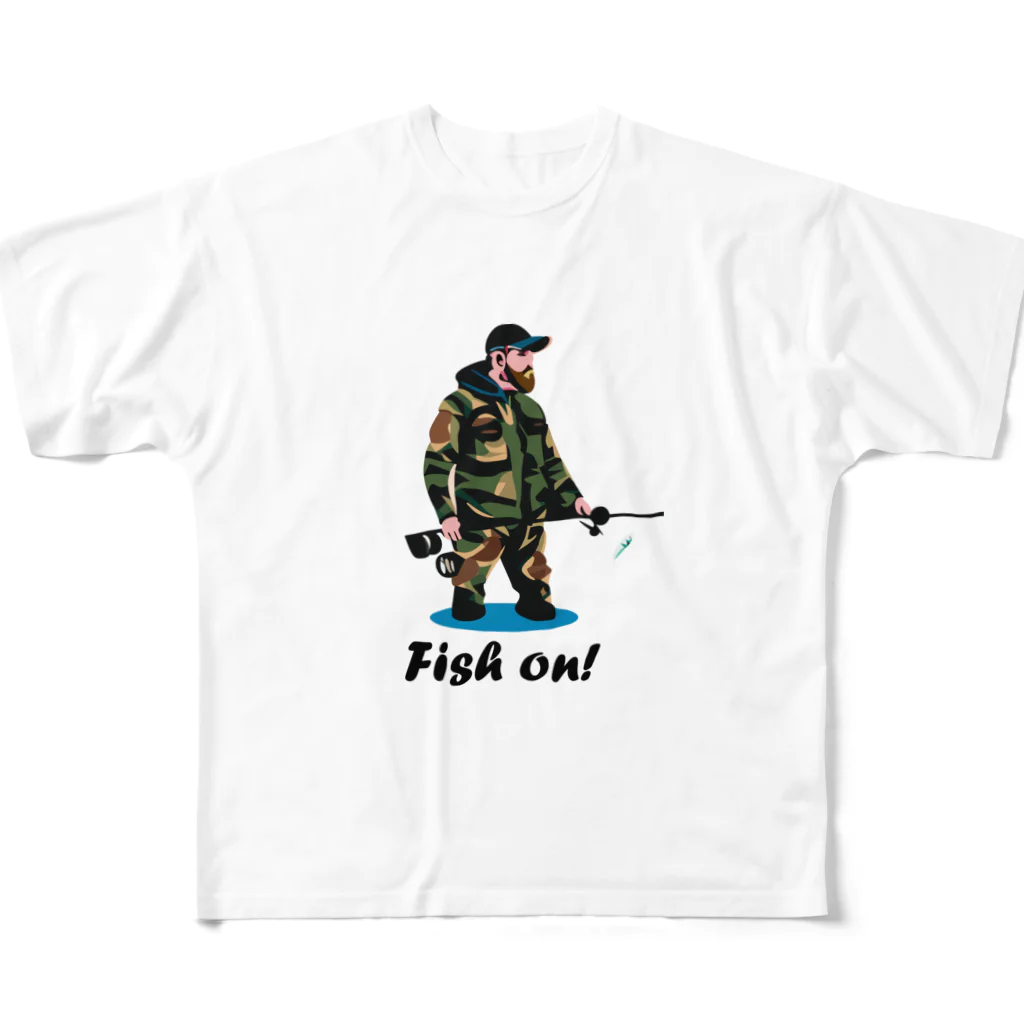 【公式】Fish on！の釣り人デザイン① All-Over Print T-Shirt