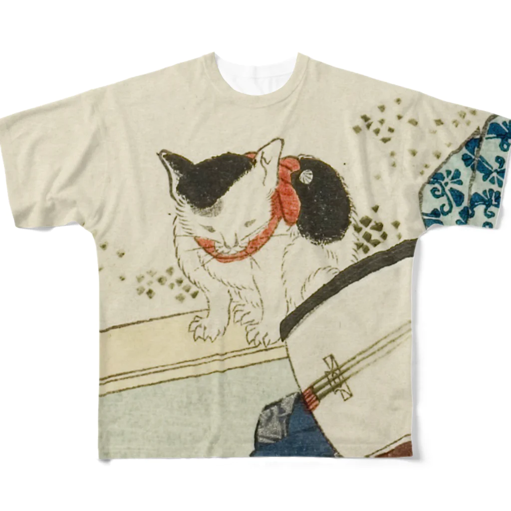 浮世絵ショップ のどぐろ　UKIYOE SHOP NODOGUROの猫　No. 4: Personally Arranged Flower (Teike no hana), from the series "A Comparison of Flowers (Hana awase)" フルグラフィックTシャツ