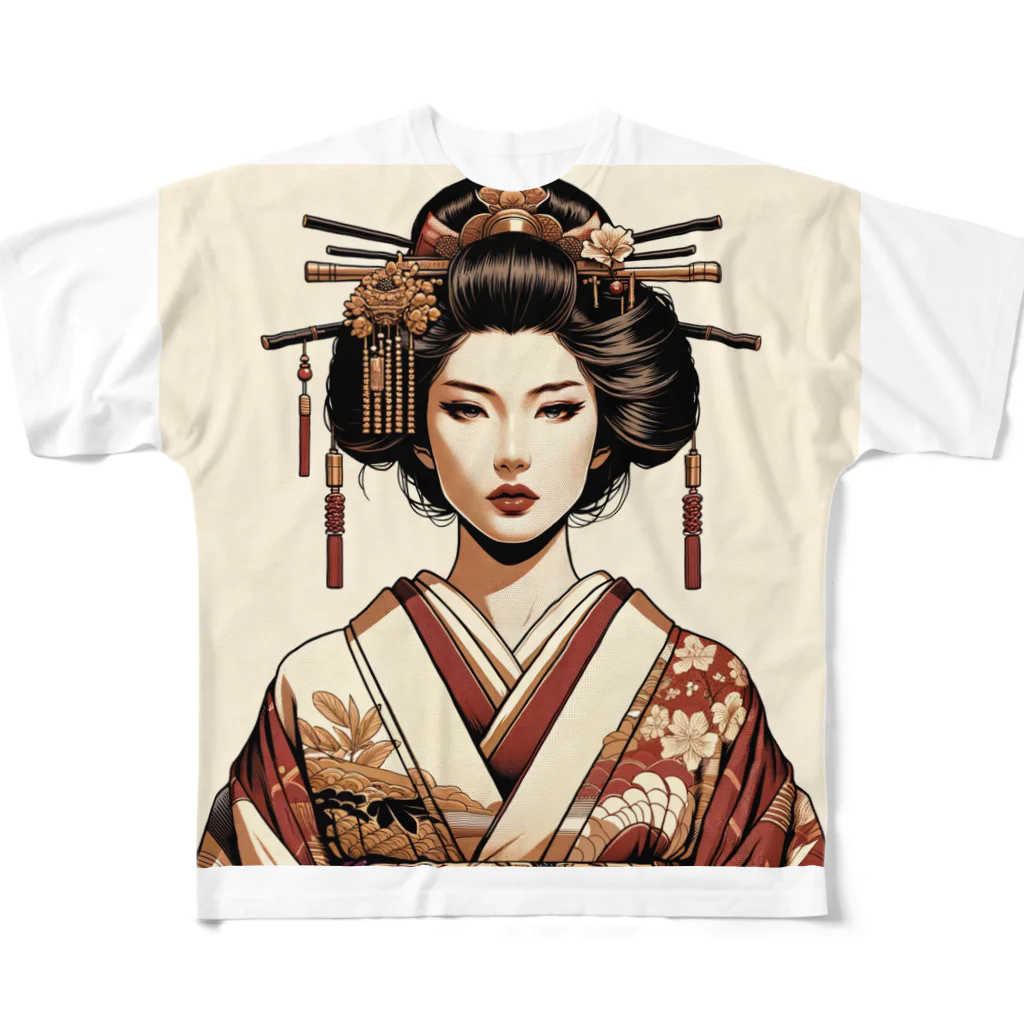 Emerald Canopyの和の粋を纏う、優美な姿Elegance in tradition, a vision of grace. All-Over Print T-Shirt