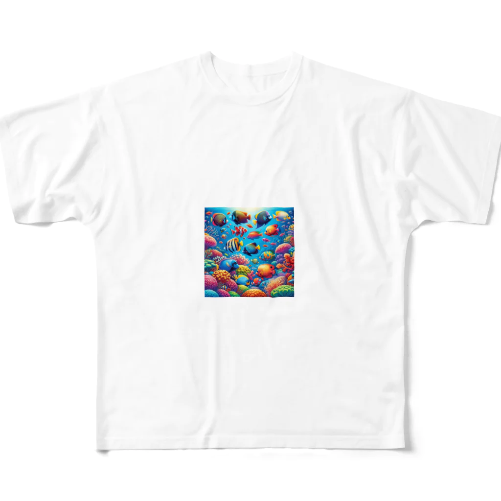 raio-nの熱帯の楽園 - 色鮮やかな魚の世界 All-Over Print T-Shirt