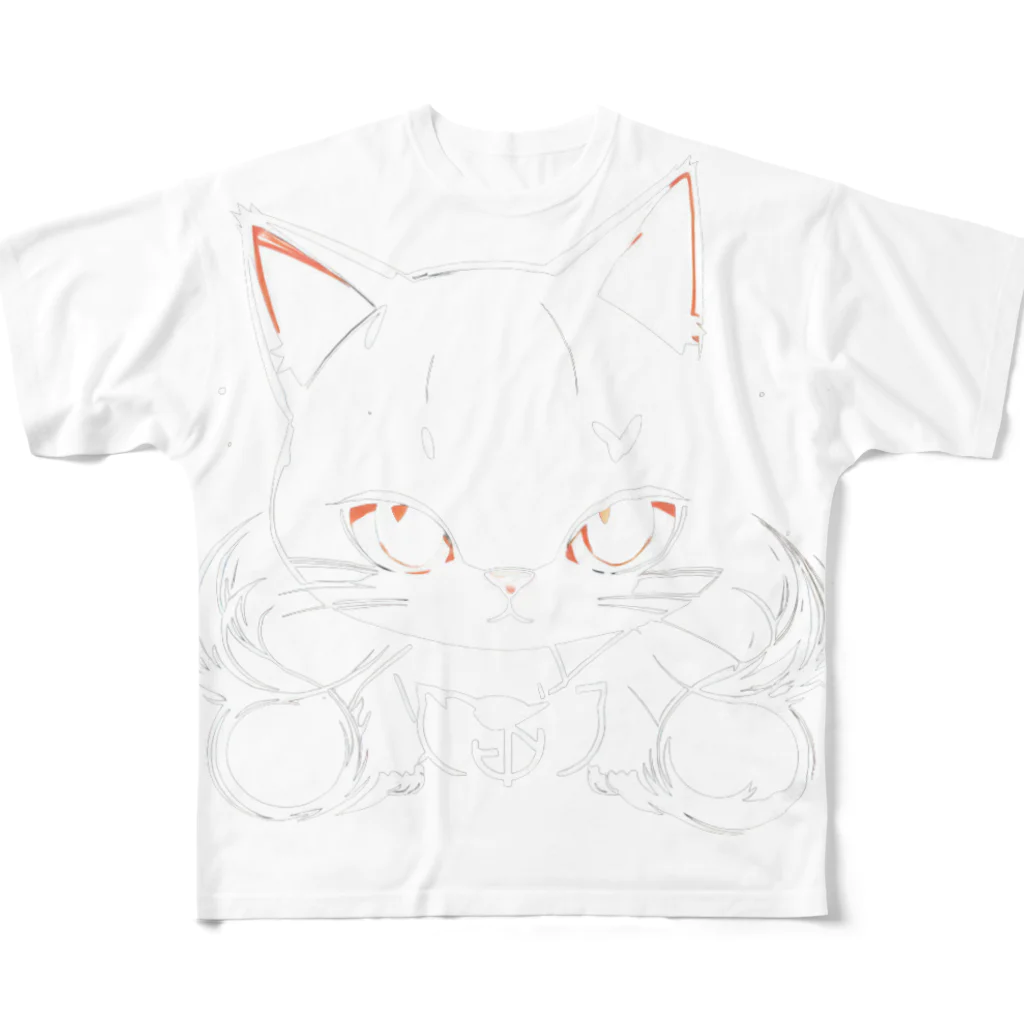 WshopTYの後ろの色に塗られるねこさん All-Over Print T-Shirt