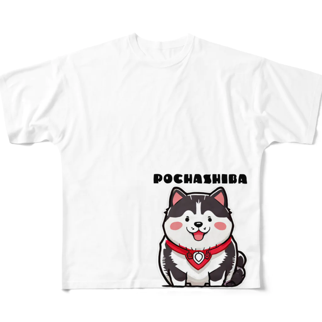 Seapricotの黒柴犬愛嬌無双!～ぽてシバ、ぽちゃシバ～ All-Over Print T-Shirt