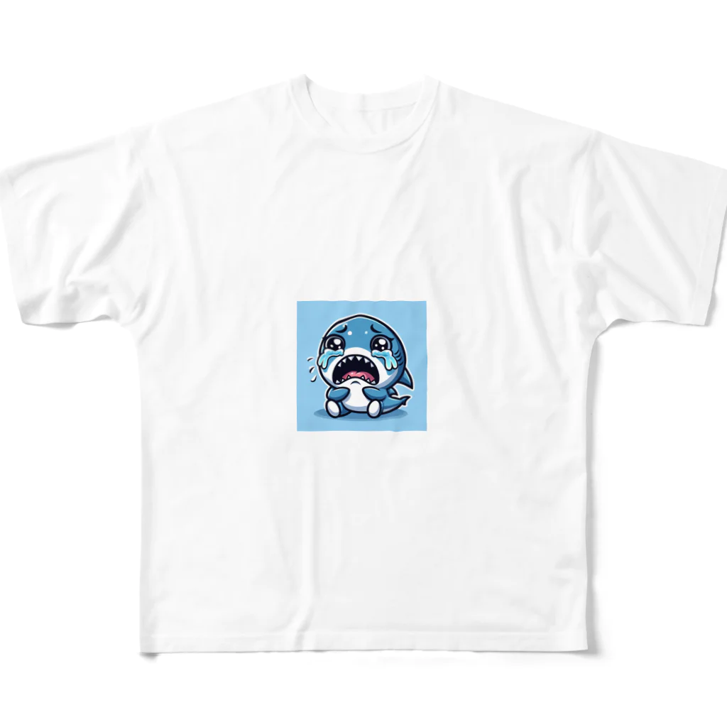 ryoの店の泣き虫シャーク フルグラフィックTシャツ