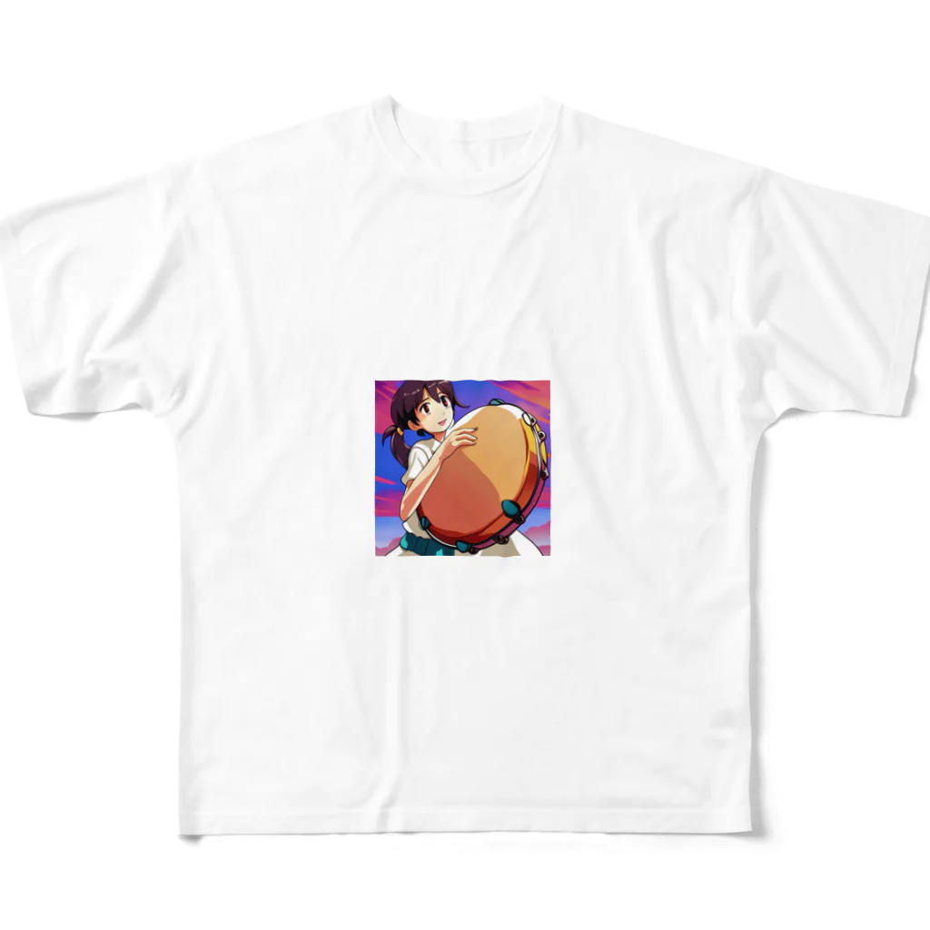 ほっこり絵音舎の巨大タンバリン All-Over Print T-Shirt