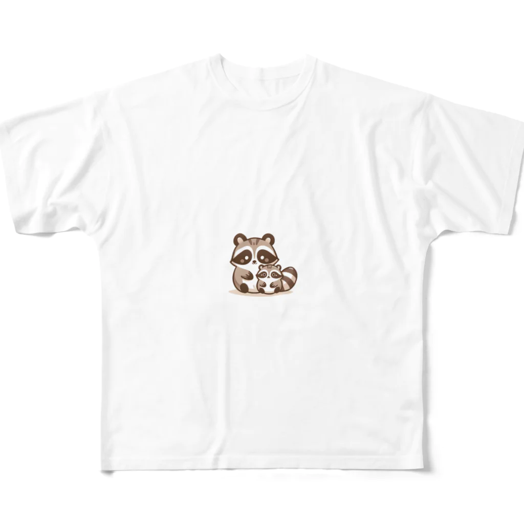 mitsu5872のほのぼのアライグマ家族物語 フルグラフィックTシャツ