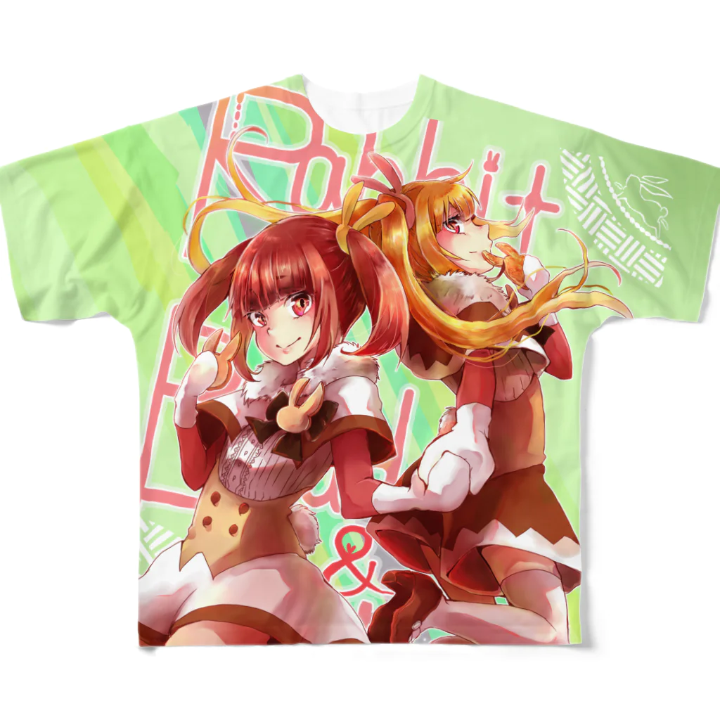 YOUMSのうさ食＆ラスク擬人化娘 フルグラフィックTシャツ