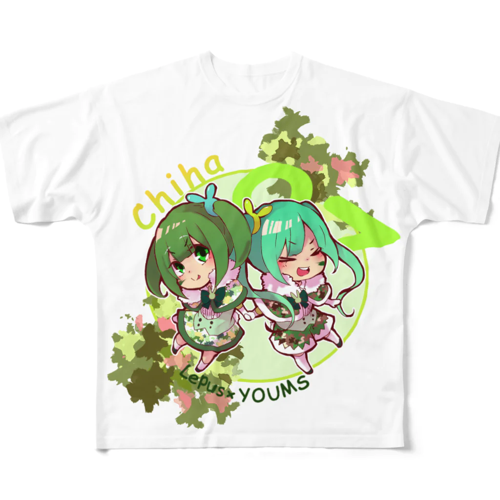 YOUMSのうさ食＆ラスク擬人化娘　ちびキャラ“チハ”ver フルグラフィックTシャツ