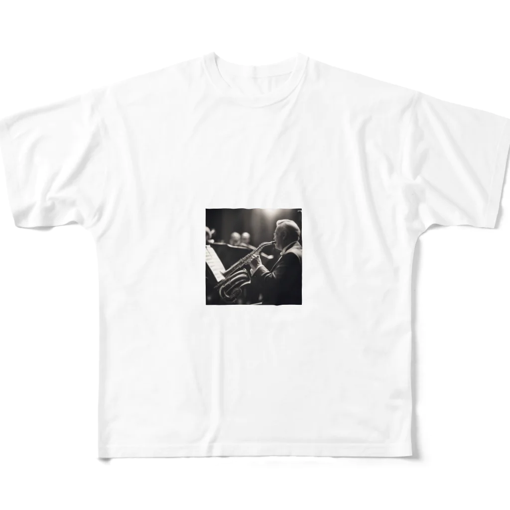 ほっこり絵音舎のビンテージ風熟したソロ演奏 All-Over Print T-Shirt