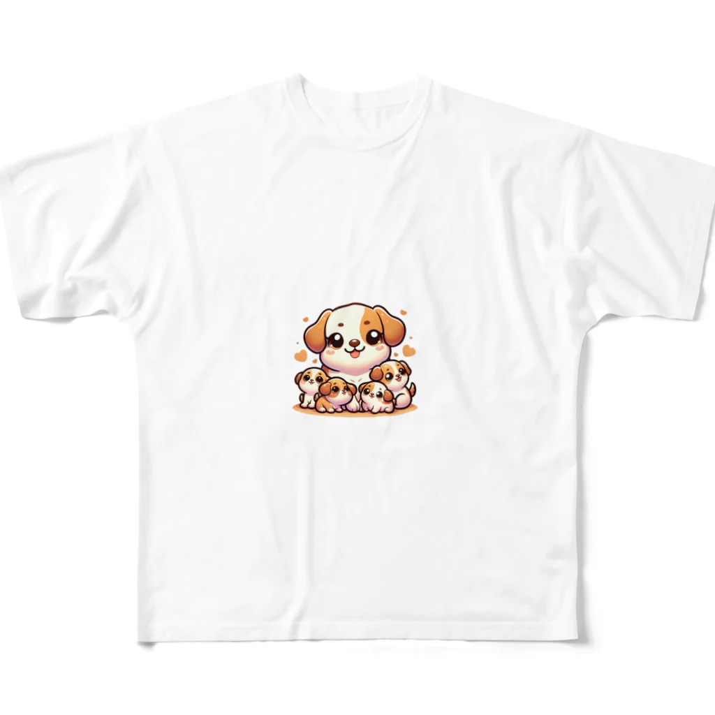 mitsu5872のわんぱく子犬とやさしいママ All-Over Print T-Shirt