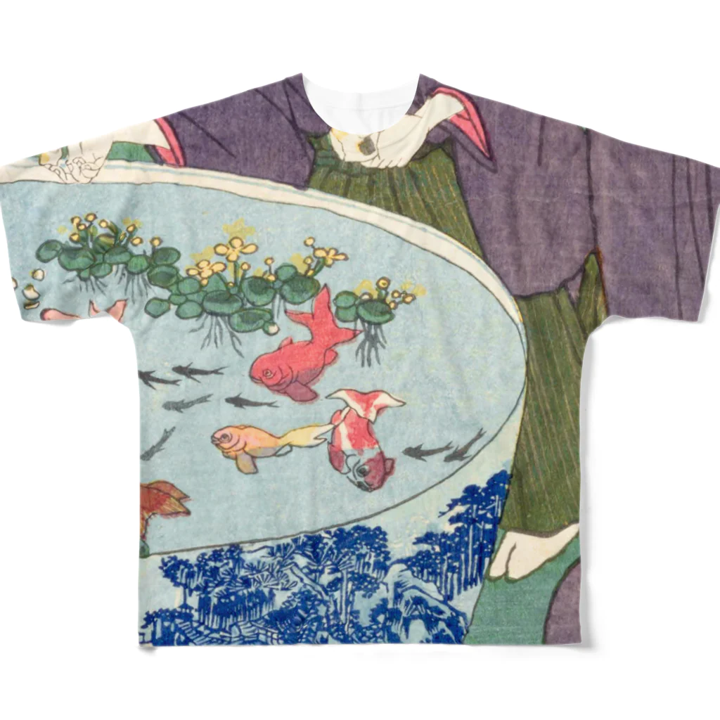 浮世絵ショップ のどぐろ　UKIYOE SHOP NODOGUROの金魚　あつまけんしみたて五節句 / Atsumaken Shimitate Gosekku All-Over Print T-Shirt