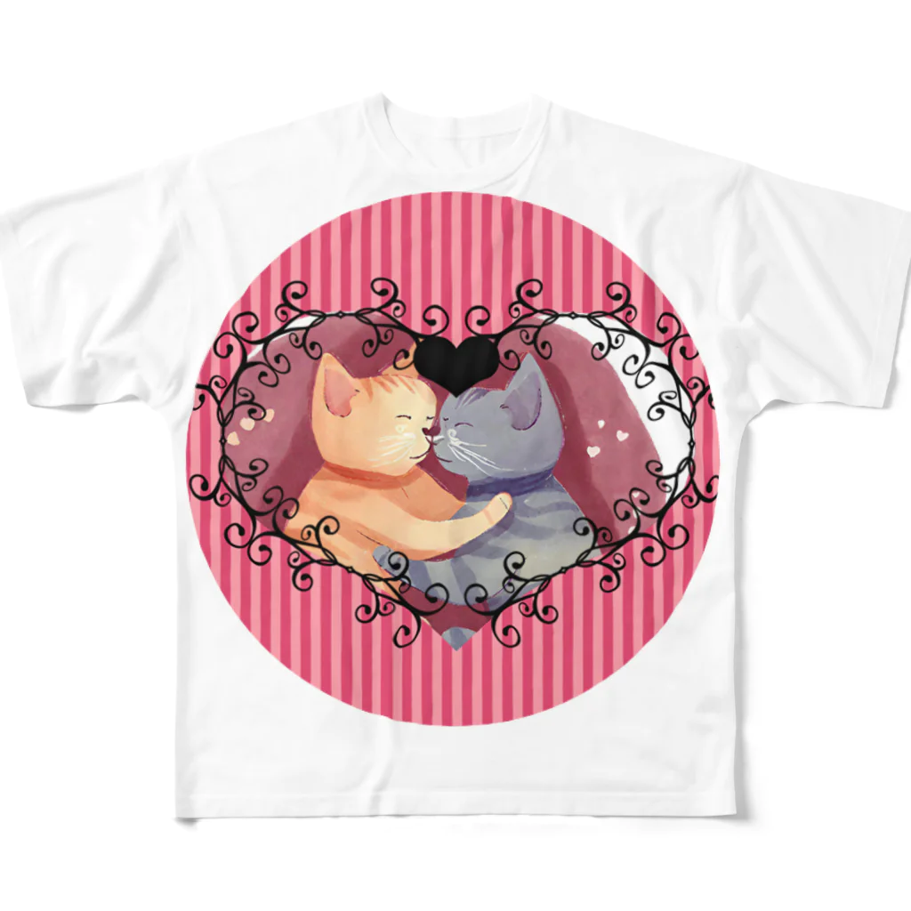 ぬこぬこしょっぷのラブねこ All-Over Print T-Shirt