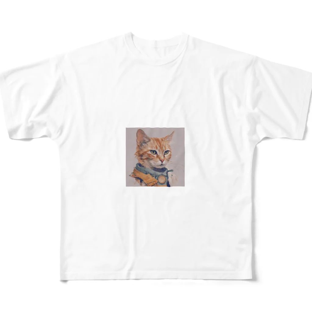 ミシンの猫 フルグラフィックTシャツ