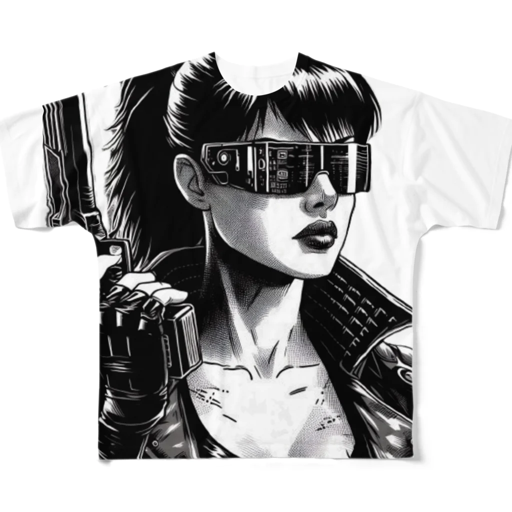 kangekiのサイバーパンクガールNo.8 All-Over Print T-Shirt