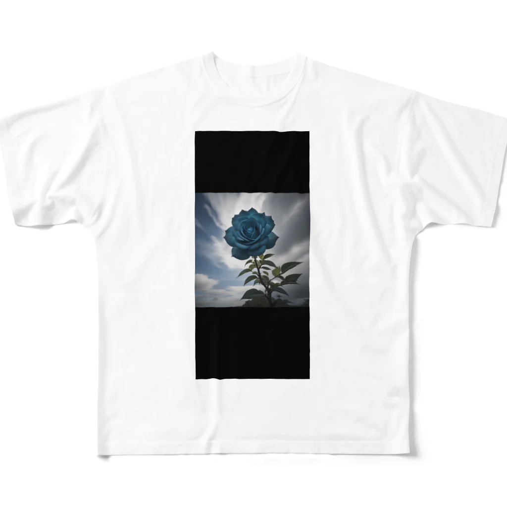 J-BRAVEの一輪の青い薔薇 フルグラフィックTシャツ