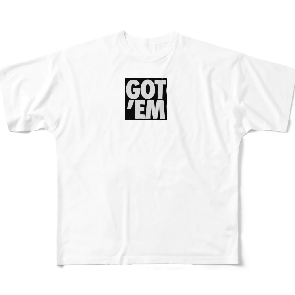 oshiri-shinのGOT' EM BLACK BOX LOGO All-Over Print T-Shirt