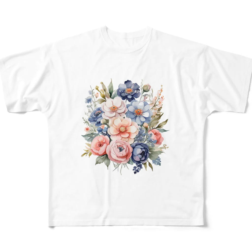 ファンシーTシャツ屋のパステルカラーの花束 All-Over Print T-Shirt