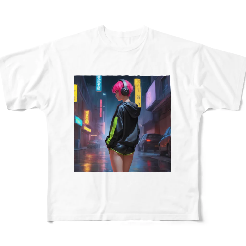 shiba9のCyber Girl フルグラフィックTシャツ