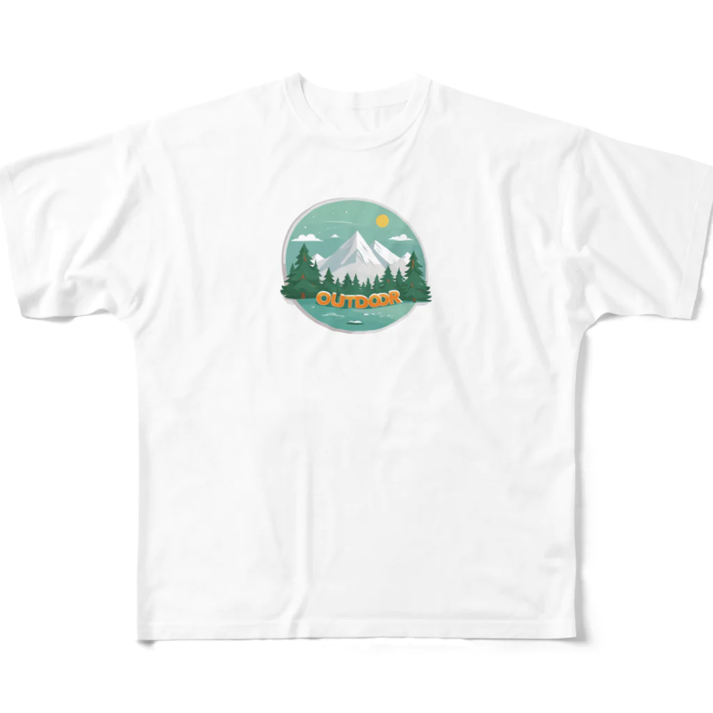 ファンシーTシャツ屋のアウトドアーワッペン All-Over Print T-Shirt