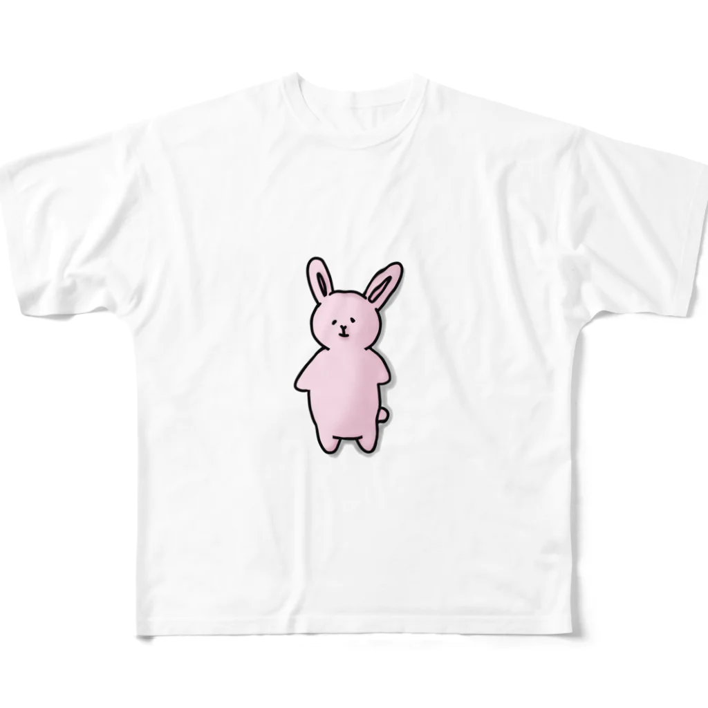 みつまめこshopのポテっとうさぎ All-Over Print T-Shirt