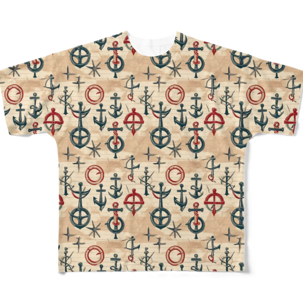 akn_suzuriの碇柄デザイン フルグラフィックTシャツ