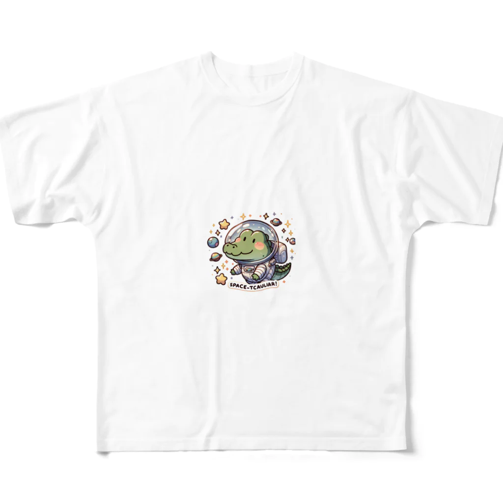 可愛い宇宙飛行士たちの　宇宙飛行士ワニ All-Over Print T-Shirt