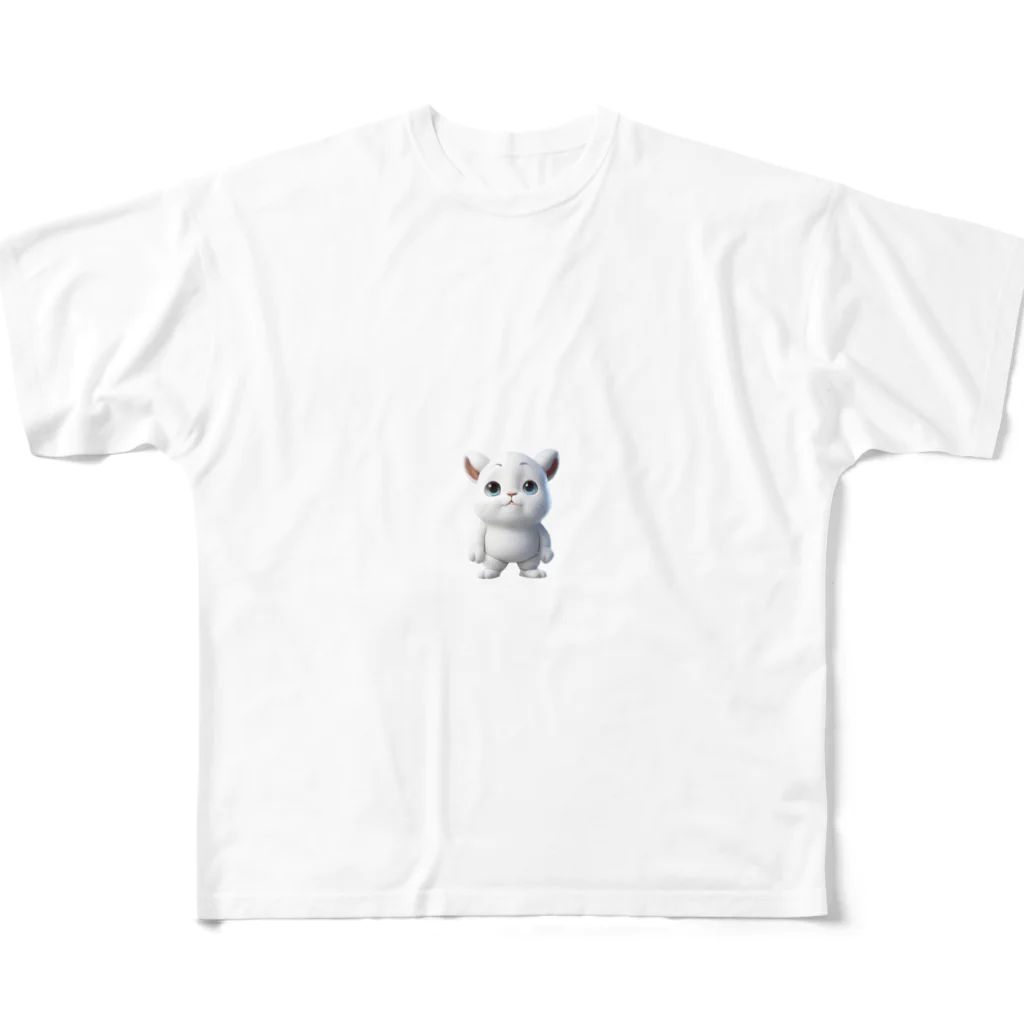 ブサカワ二頭身アニマルくんのブサカワ二頭身アニマル(背景無) All-Over Print T-Shirt