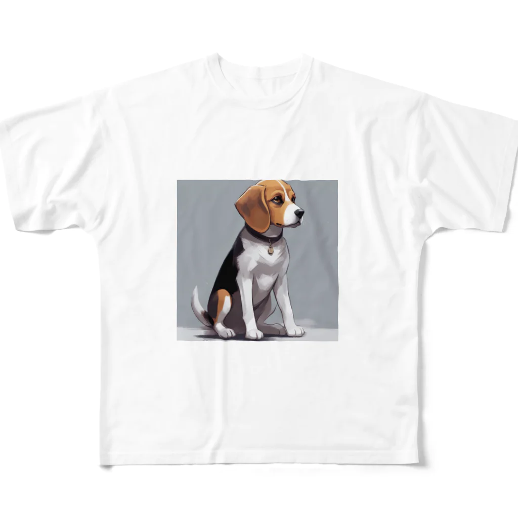 mugcupの可愛らしいビーグル犬が フルグラフィックTシャツ