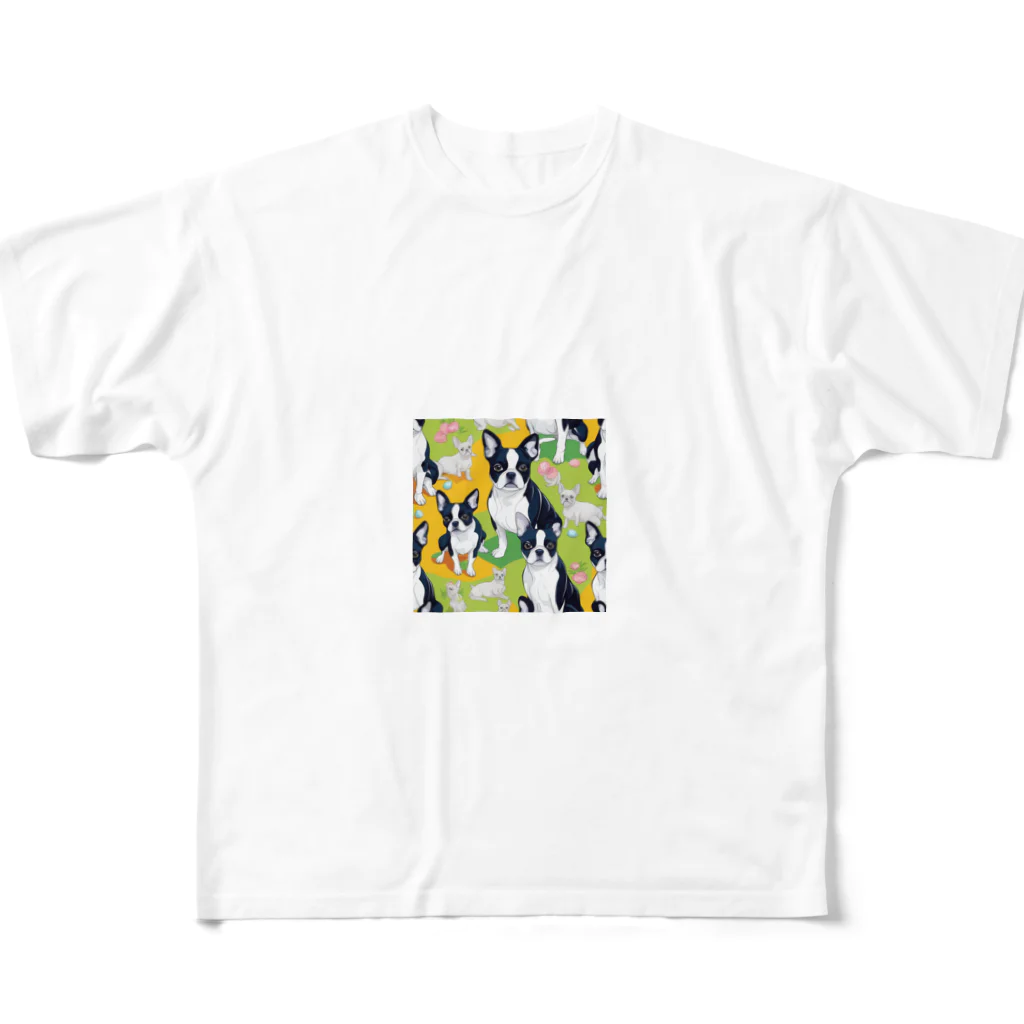 guppy_papaのボストンテリアの魅力がたっぷり！思わず笑顔がこぼれるアートグッズ！ All-Over Print T-Shirt