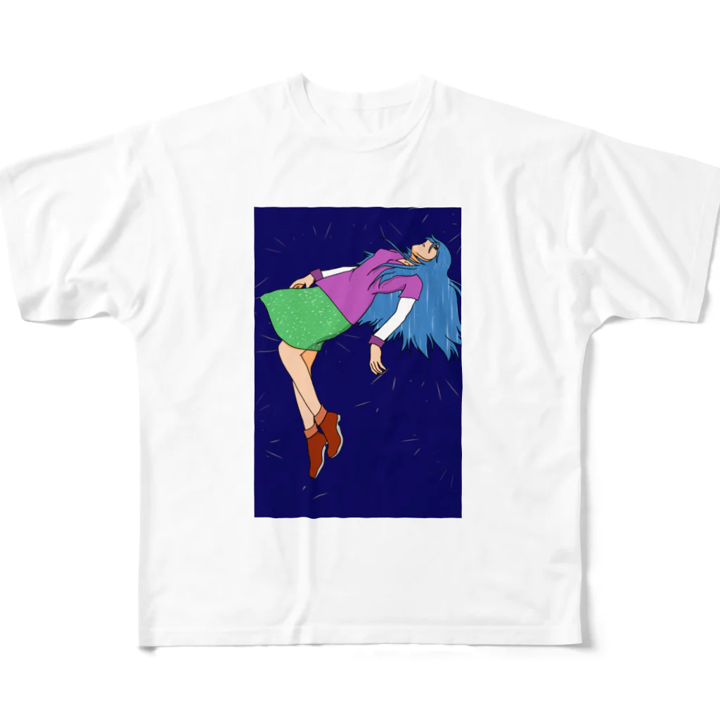 自由気ままのんびりショップの無重力少女 All-Over Print T-Shirt
