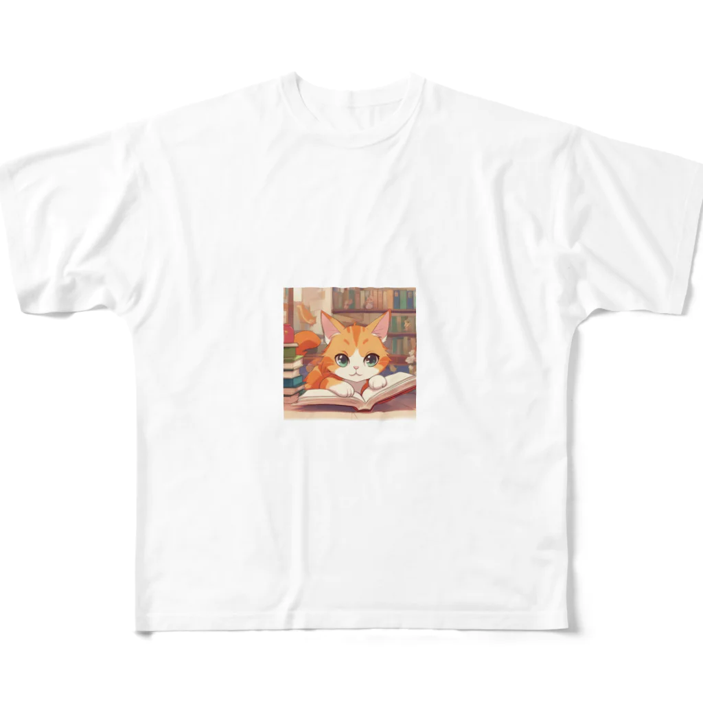 星パンダショップのほんよみかんねこ All-Over Print T-Shirt