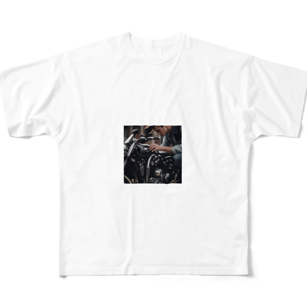 GROUND-WORKSのバイク整備 フルグラフィックTシャツ