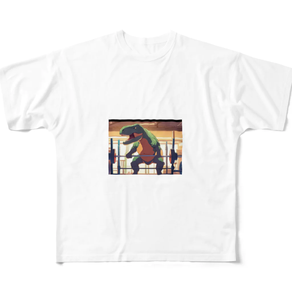 yo_yo_0903の筋トレをする恐竜 All-Over Print T-Shirt